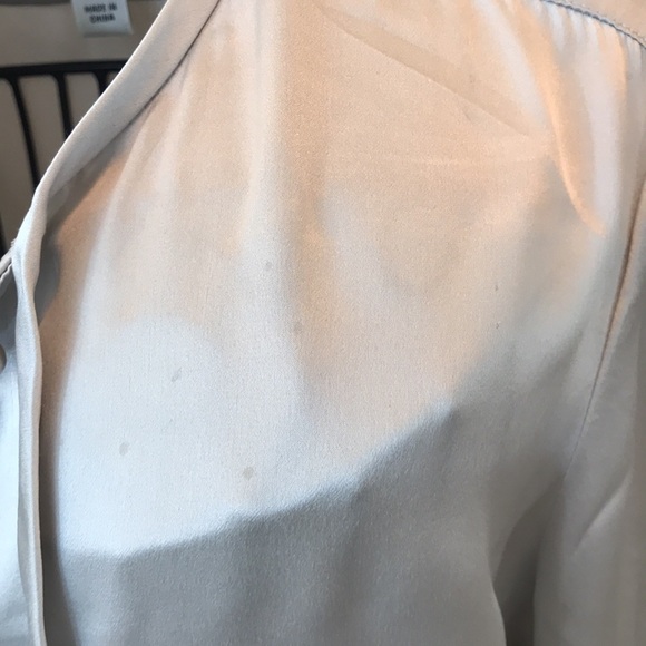 Talbots Pure Silk Gray/Silver Blouse with Faux Pearl Buttons - Picture 8 of 8